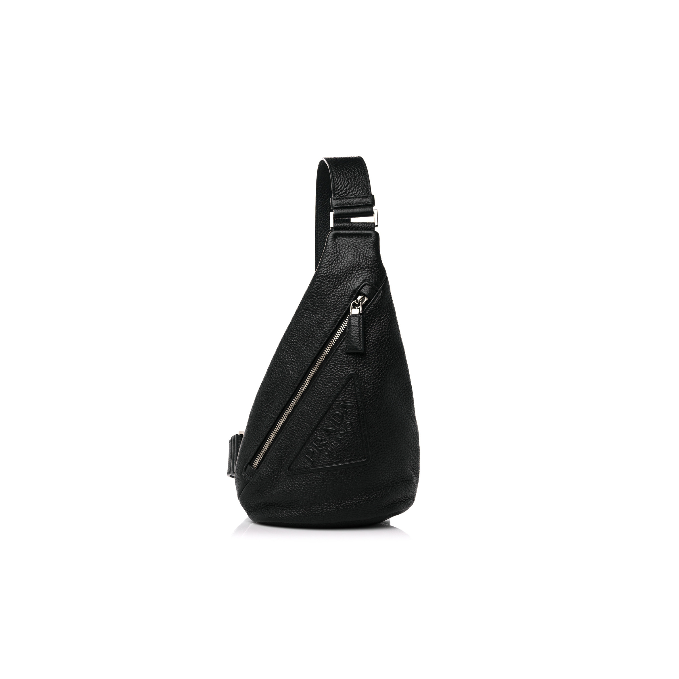PRADA VITELLO DAINO LOGO EMBOSSED CROSS SLING BACKPACK BLACK 2VZ092 (43*27*10cm)